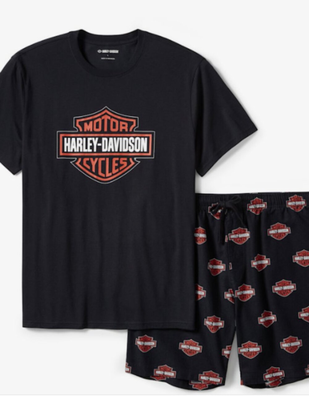 Men's Bar & Shield Print Pajama Shorts Set